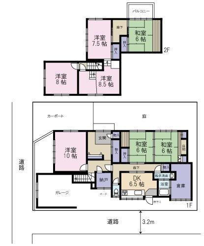 Floor plan. 9.8 million yen, 7DK, Land area 242.73 sq m , Building area 84.32 sq m