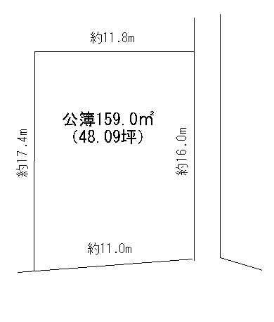 Compartment figure. Land price 9.6 million yen, Land area 159 sq m southeast corner lot