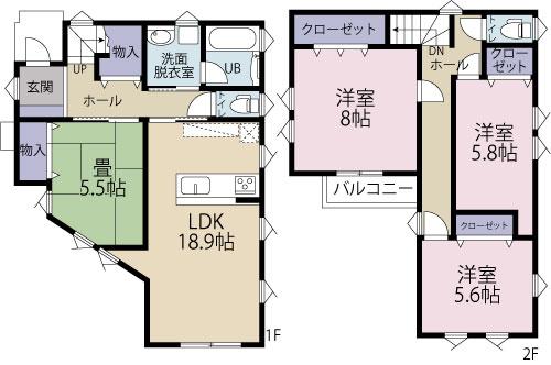 Floor plan. 26,950,000 yen, 3LDK, Land area 133.92 sq m , Building area 97.28 sq m