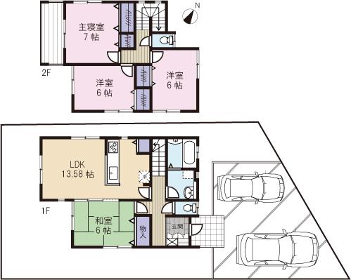 Floor plan. 28.8 million yen, 4LDK, Land area 151.09 sq m , Building area 95.64 sq m