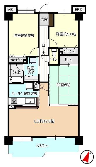 Floor plan. 3LDK, Price 17.2 million yen, Occupied area 71.28 sq m , Balcony area 10.43 sq m