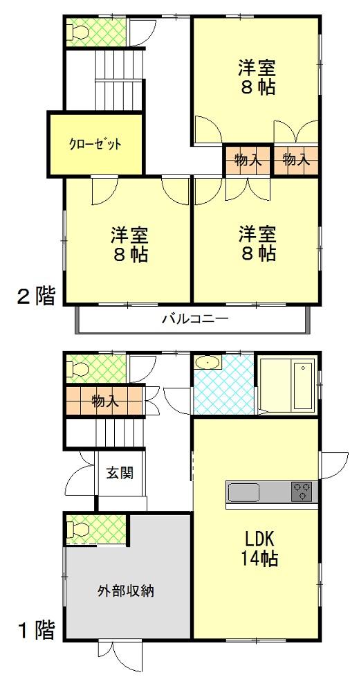 Floor plan. 22.5 million yen, 3LDK, Land area 165.4 sq m , Building area 118.08 sq m