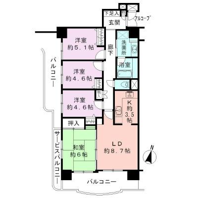 Floor plan. 4LDK, Price 16,900,000 yen, Occupied area 77.38 sq m
