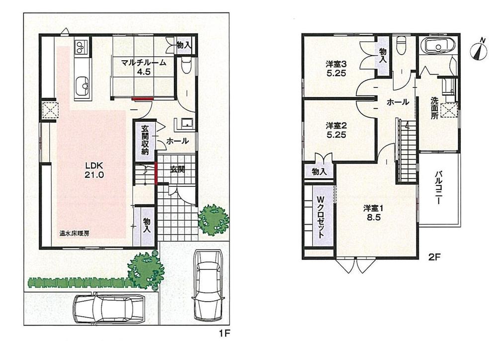 Floor plan. 38,400,000 yen, 4LDK, Land area 136.37 sq m , By building area 114.06 sq m 2 Kaisui around design, Clear of living ・ Dining space