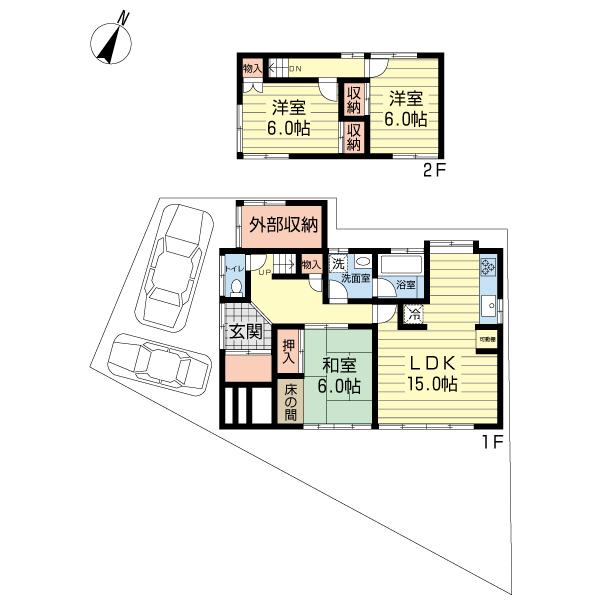 Floor plan. 16,480,000 yen, 3LDK, Land area 155.44 sq m , Building area 85.28 sq m