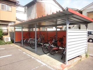 Other common areas. Bicycle parking lot is opposite the building
