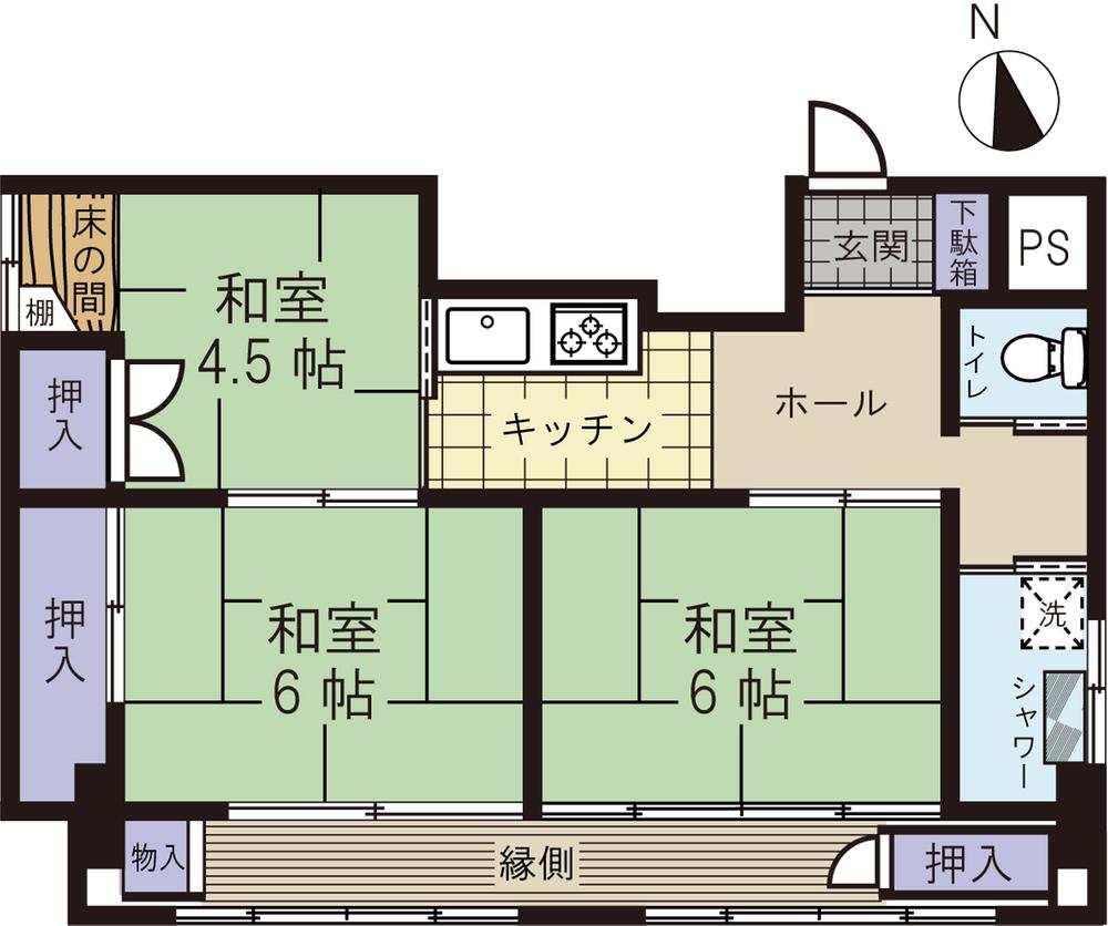 Floor plan. 3K, Price 3.5 million yen, Occupied area 54.44 sq m