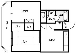 Floor plan. 2DK, Price 4.8 million yen, Occupied area 45.43 sq m , Balcony area 4.5 sq m