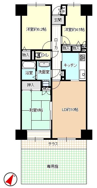 Floor plan. 3LDK, Price 13.3 million yen, Occupied area 69.38 sq m