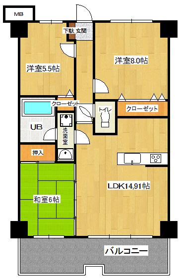 Floor plan. 3LDK, Price 23,700,000 yen, Footprint 72 sq m , Balcony area 13.9 sq m 3LDK