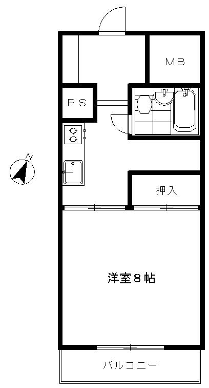 Floor plan. 1K, Price 2.9 million yen, Footprint 28.8 sq m , Balcony area 3.6 sq m