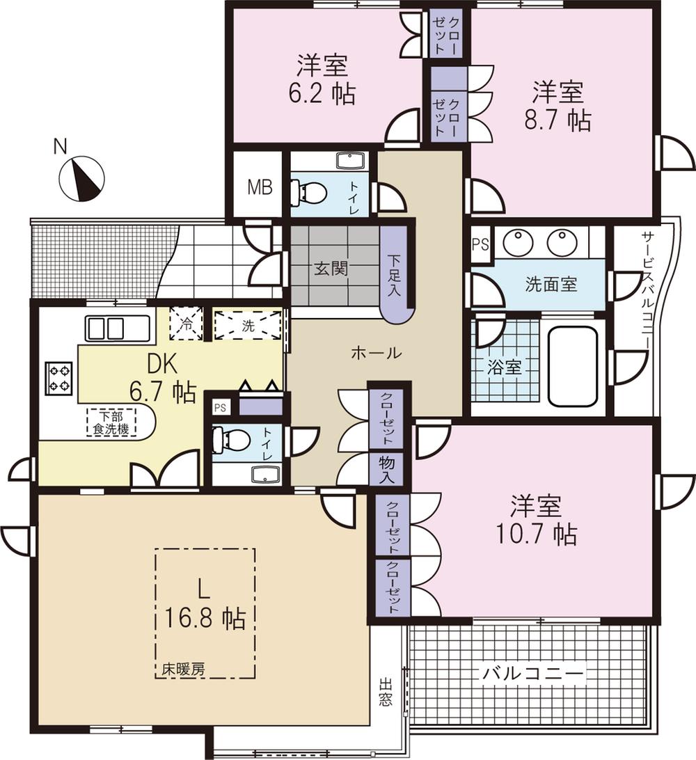 Floor plan. 3LDK, Price 35 million yen, Footprint 113.97 sq m