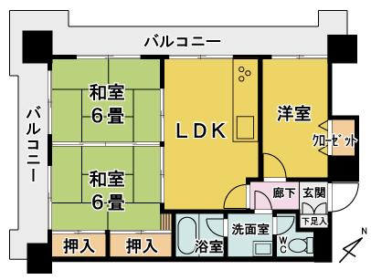 Floor plan. 3LDK, Price 7.8 million yen, Occupied area 58.95 sq m , Balcony area 22.84 sq m
