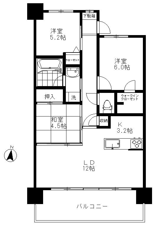 Floor plan. 3LDK, Price 20 million yen, Occupied area 70.79 sq m , Balcony area 13.4 sq m