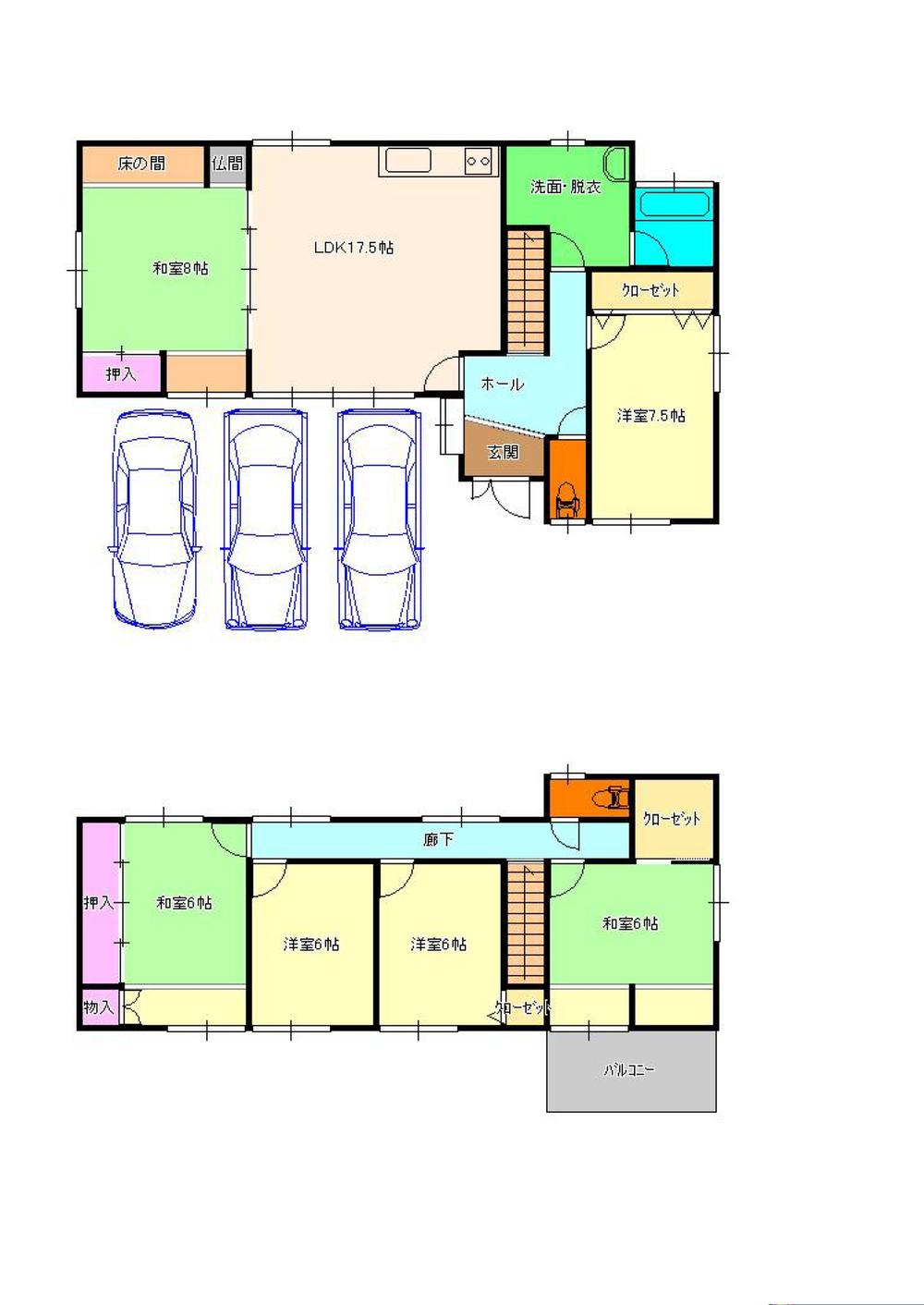 Floor plan. 19,980,000 yen, 6LDK, Land area 170.24 sq m , Building area 151.52 sq m