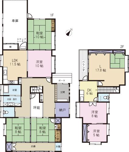 Floor plan. 33,500,000 yen, 6LLDDKK, Land area 303.77 sq m , Building area 249.04 sq m