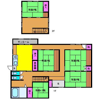 Floor plan. 10.9 million yen, 5LDK, Land area 186.74 sq m , Building area 125.32 sq m