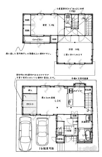 Floor plan. 23.8 million yen, 4LDK, Land area 100.09 sq m , Building area 93.56 sq m car park is clean two. GO to the front south road! 