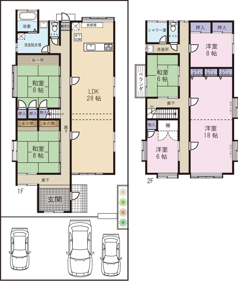 Floor plan. 28,300,000 yen, 6LDK, Land area 258.14 sq m , Building area 208.19 sq m