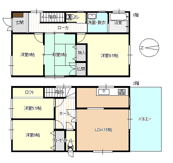 Floor plan. 24,800,000 yen, 5LDK, Land area 193.21 sq m , Building area 109.3 sq m