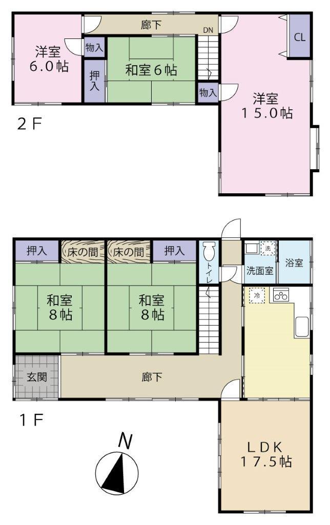 Floor plan. 9.8 million yen, 5LDK, Land area 190.09 sq m , Building area 148.22 sq m