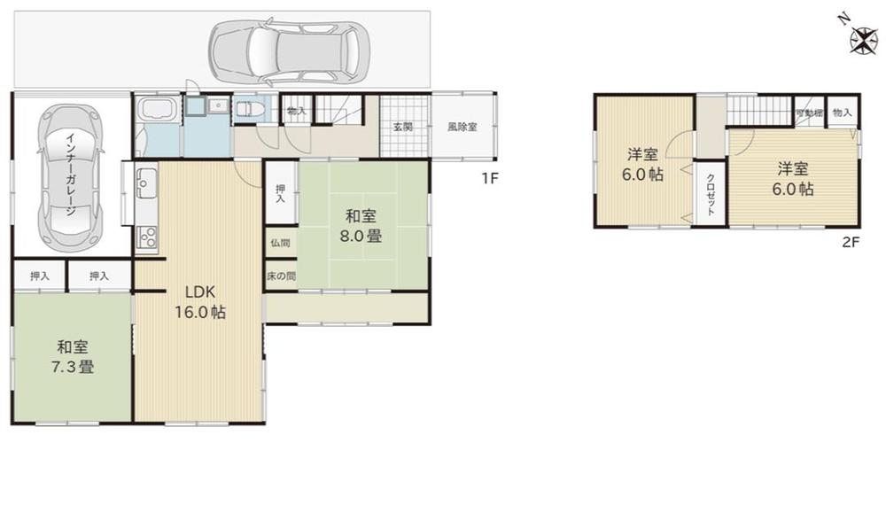 Floor plan. 13,980,000 yen, 4LDK, Land area 196.66 sq m , Building area 123.75 sq m