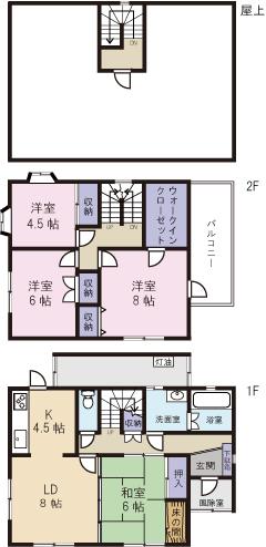 Floor plan. 16,900,000 yen, 4LDK, Land area 132.24 sq m , Building area 99.36 sq m
