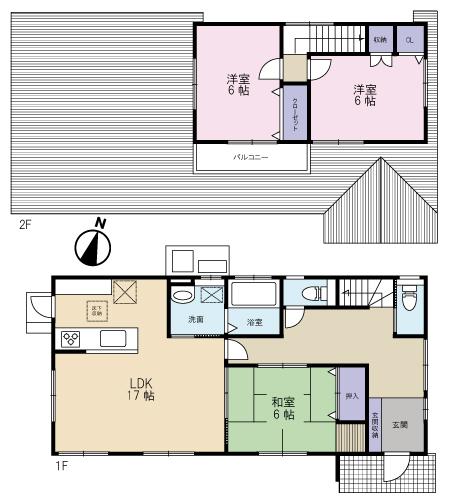 Floor plan. 16,900,000 yen, 3LDK, Land area 217.45 sq m , Building area 91.09 sq m