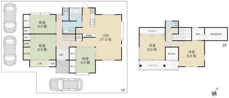 Floor plan. 19,980,000 yen, 5LDK + S (storeroom), Land area 222.23 sq m , Building area 144.79 sq m