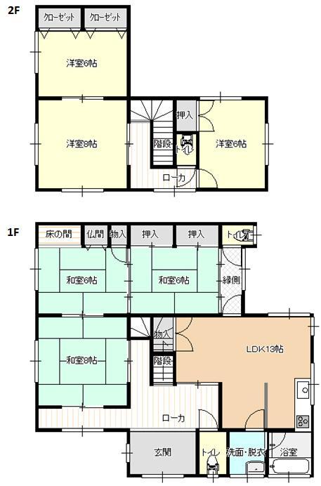Floor plan. 19,800,000 yen, 6LDK, Land area 187.05 sq m , Building area 139.52 sq m