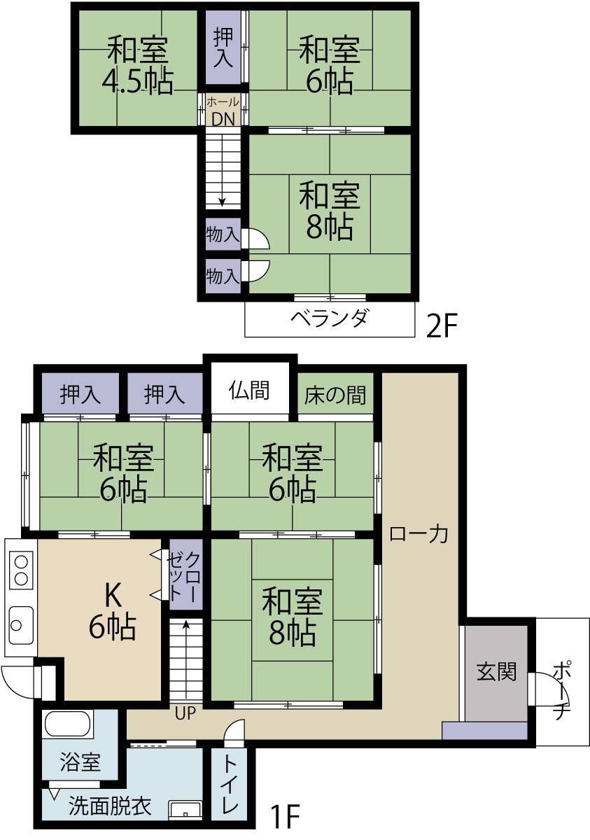 Floor plan. 13.8 million yen, 4LDK, Land area 142.26 sq m , Building area 97.7 sq m