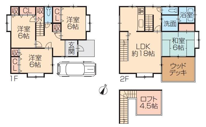 Floor plan. 14.5 million yen, 4LDK, Land area 106.37 sq m , Building area 104.33 sq m