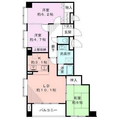 Floor plan. 3LDK, Price 11.8 million yen, Footprint 66.8 sq m