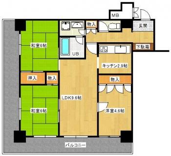 Floor plan. 3LDK, Price 7.8 million yen, Occupied area 68.36 sq m , Balcony area 18.75 sq m