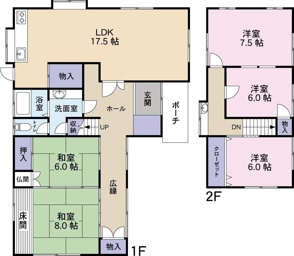 Floor plan. 12.8 million yen, 5LDK, Land area 198.67 sq m , Building area 135 sq m