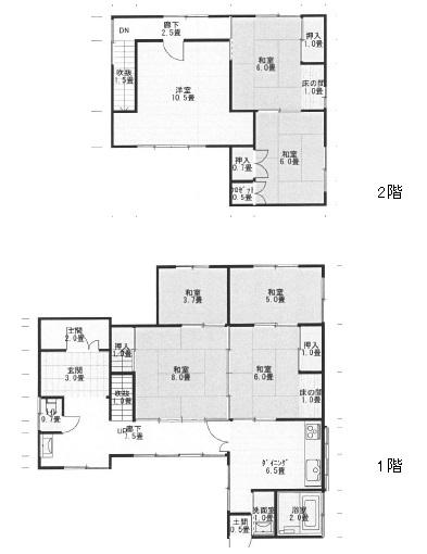 Floor plan. 8 million yen, 7DK, Land area 53.84 sq m , Building area 127.11 sq m