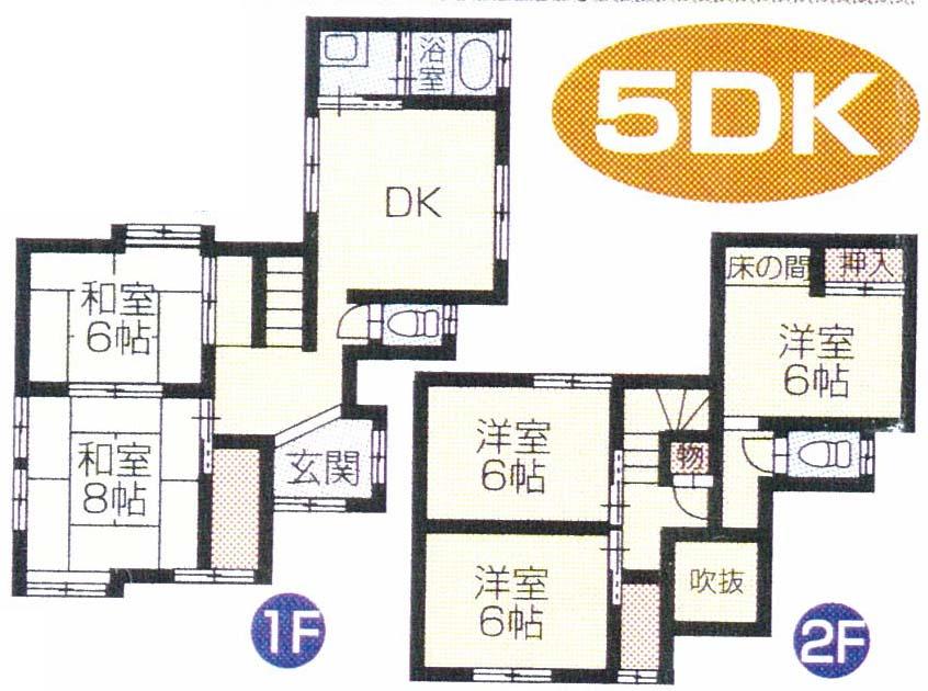 Floor plan. 11,350,000 yen, 5DK, Land area 131.21 sq m , Building area 102.12 sq m