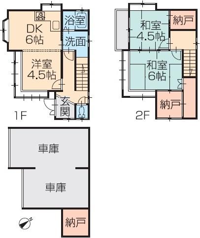 Floor plan. 7.5 million yen, 3DK, Land area 55.13 sq m , Building area 66.23 sq m