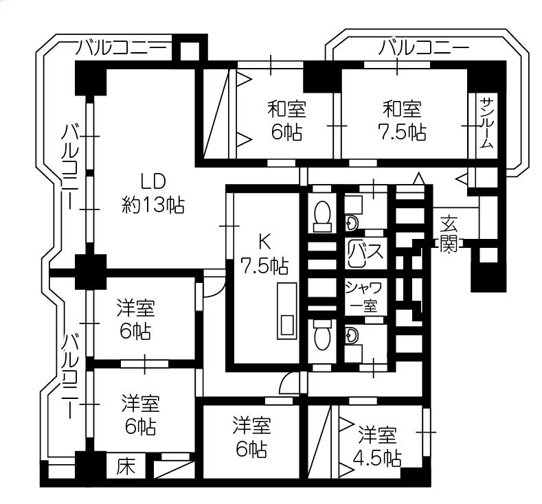 Floor plan. 5LDK + S (storeroom), Price 17.8 million yen, Footprint 156.19 sq m , Balcony area 30.96 sq m