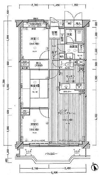 Floor plan. 3LDK, Price 10.5 million yen, Occupied area 68.68 sq m