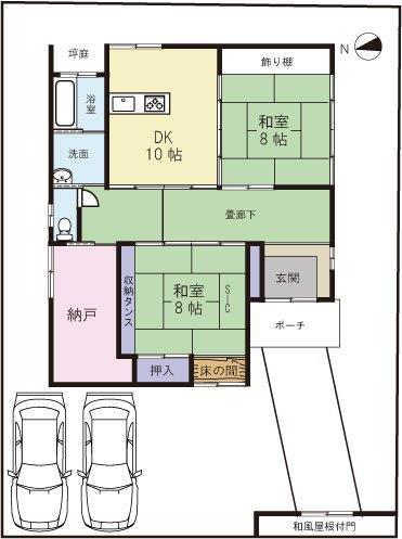 Floor plan. 20 million yen, 2DK + S (storeroom), Land area 208.27 sq m , Building area 93.26 sq m