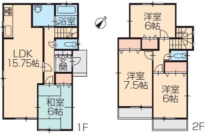 Floor plan. 20.4 million yen, 4LDK, Land area 153 sq m , Building area 97.7 sq m