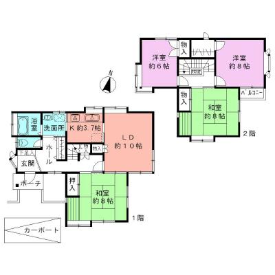 Floor plan. 11.8 million yen, 4LDK, Land area 133 sq m , Building area 111.36 sq m spacious 4LDK!