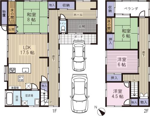 Floor plan. 13,900,000 yen, 4LDK, Land area 143.81 sq m , Building area 137.33 sq m