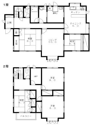 Floor plan. 29,800,000 yen, 5LDK, Land area 264 sq m , Building area 154.83 sq m