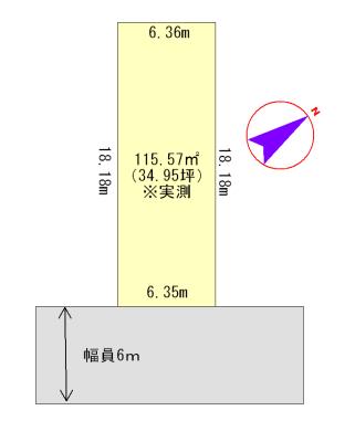 Compartment figure. Land price 5.8 million yen, Land area 115.57 sq m