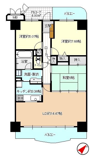 Floor plan. 3LDK, Price 13 million yen, Footprint 79.2 sq m , Balcony area 15.11 sq m