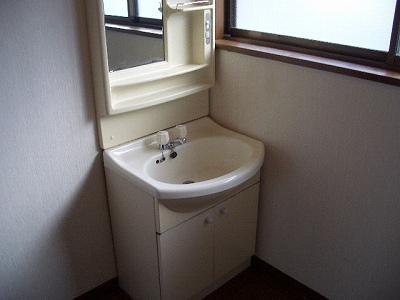 Washroom. Stand-alone is a washbasin. 