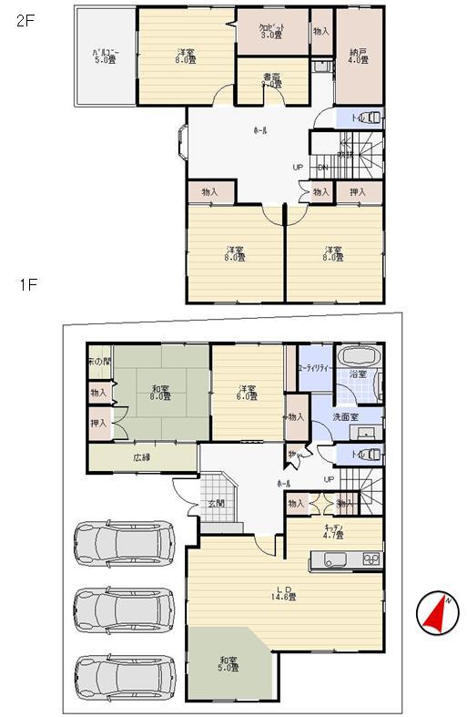 Floor plan. 26.5 million yen, 5LDK + S (storeroom), Land area 225.57 sq m , Building area 190.8 sq m