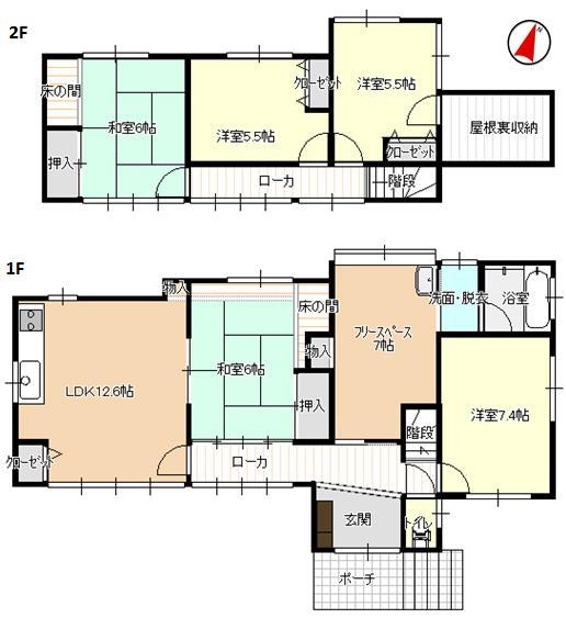 Floor plan. 15,980,000 yen, 5LDK + S (storeroom), Land area 214.63 sq m , Building area 119.72 sq m
